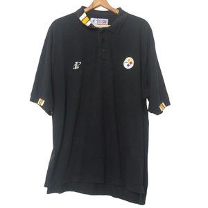 Pittsburgh Steelers Pro Line Logo Athletic Mens XL Polo Shirt Black Embroidered